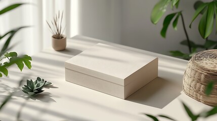 A stylish box mockup with aesthetic-focused elements, arranged in a balanced composition for elegant presentations 