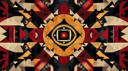 Entwined geometric patterns in natural tones adorn traditional native american garments, infusing ancient designs with. Quillwork. Illustration