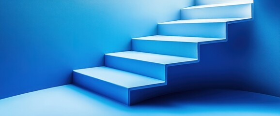 Abstract Blue Staircase Leading Upward