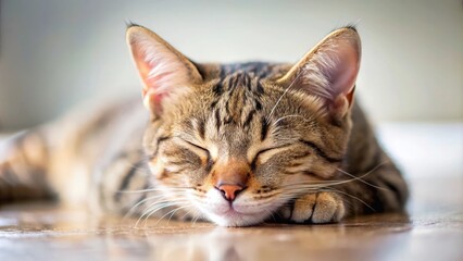 Fototapeta premium Sleeping cat with background, cat, pet, sleeping, peaceful, relaxation, feline, cozy, nap, cute, resting, domestic, fur
