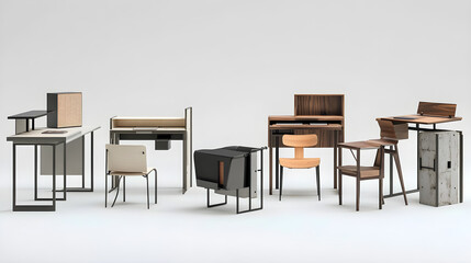 Contemporary Graphic-Style Desks and Chairs: A Modern Take on Minimalist Furniture Design