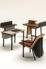 Contemporary Graphic-Style Desks and Chairs: A Modern Take on Minimalist Furniture Design