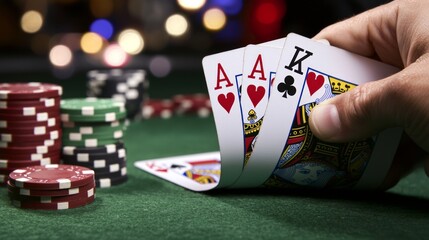 Intense Poker Game: Close-up of High-Stakes Gambling, Players Focused on Strategy - Ultra-Detailed Photograph