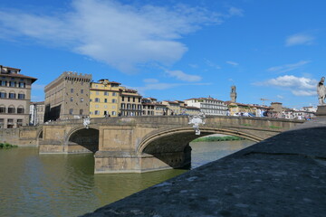 The Daily Life of the Arno River in Florence, Romantic Italy
