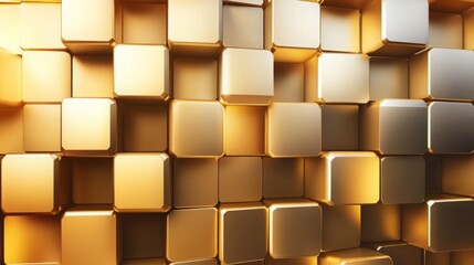 Golden Cubes Abstract Background