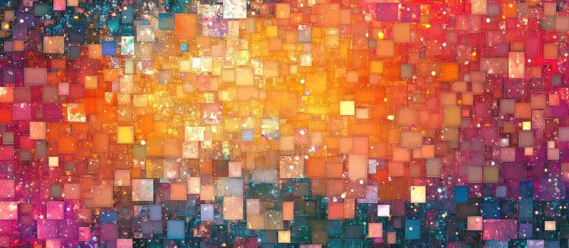 Vibrant Kaleidoscopic Digital Art Mosaic with Glowing Geometric Patterns and Psychedelic Chromatic Textures  Abstract contemporary