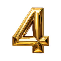 golden number 4 on white background
