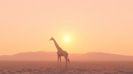 Majestic Giraffe Silhouetted in African Savanna Sunset - Detailed Wildlife Safari Landscape Photography