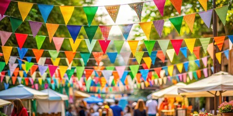 Fototapeta premium Vibrant outdoor market scene with colorful bunting , market, outdoor, bunting, colorful, vibrant, festival, celebration