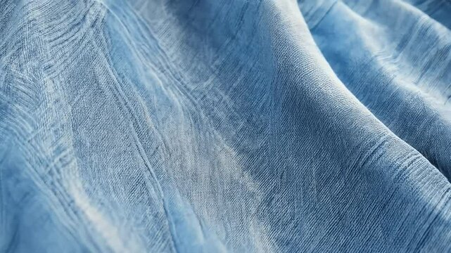Get close fine texture denim fabric diagonal patterns gentle wrinkles captured motion graphics unique aesthetic