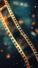 Fototapeta premium Glowing Vintage Inspired Cinematic Film Reel with Sparkling Bokeh Lights and Grunge Texture This Captivating Multimedia Background or Overlay Evokes a Nostalgic Dramatic and Mood Perfect for Film