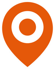 Orange pin marker icon isolated on white background.