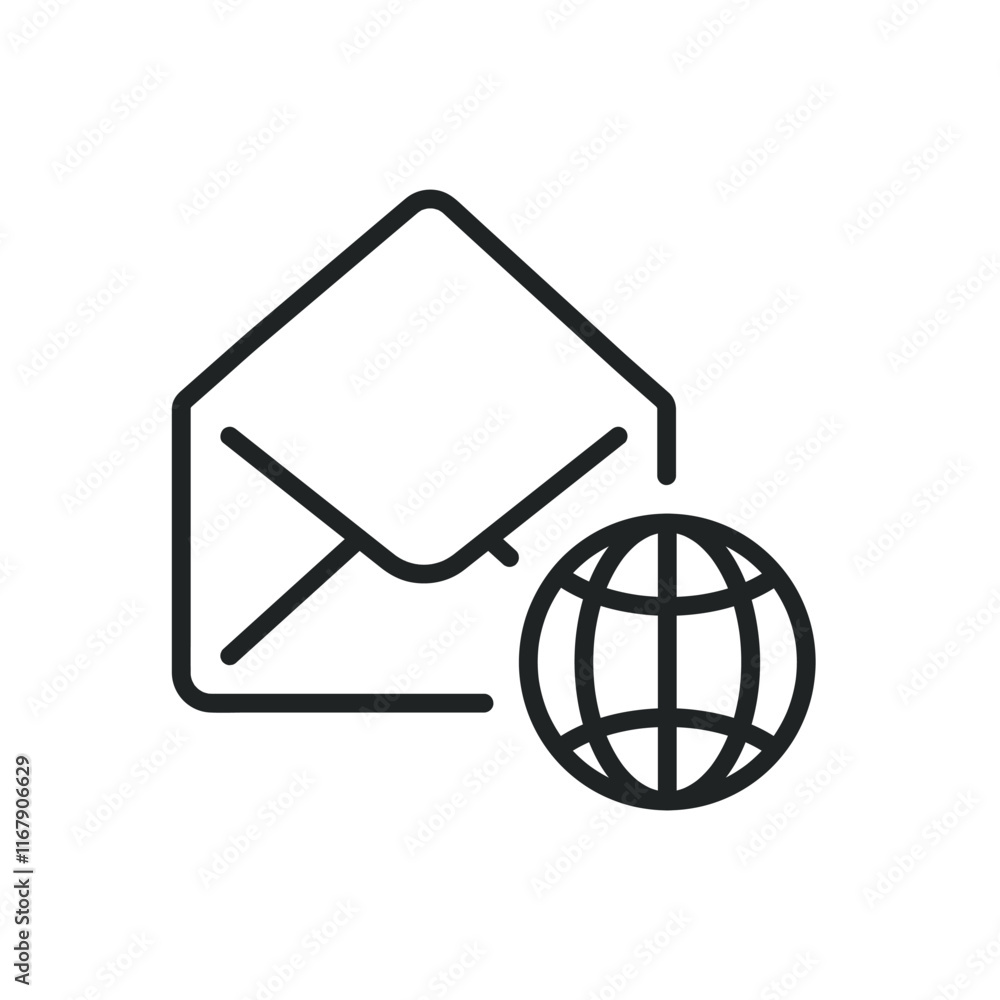 Poster global mailing thin line icons. editable stroke and perfect pixel on transparent background