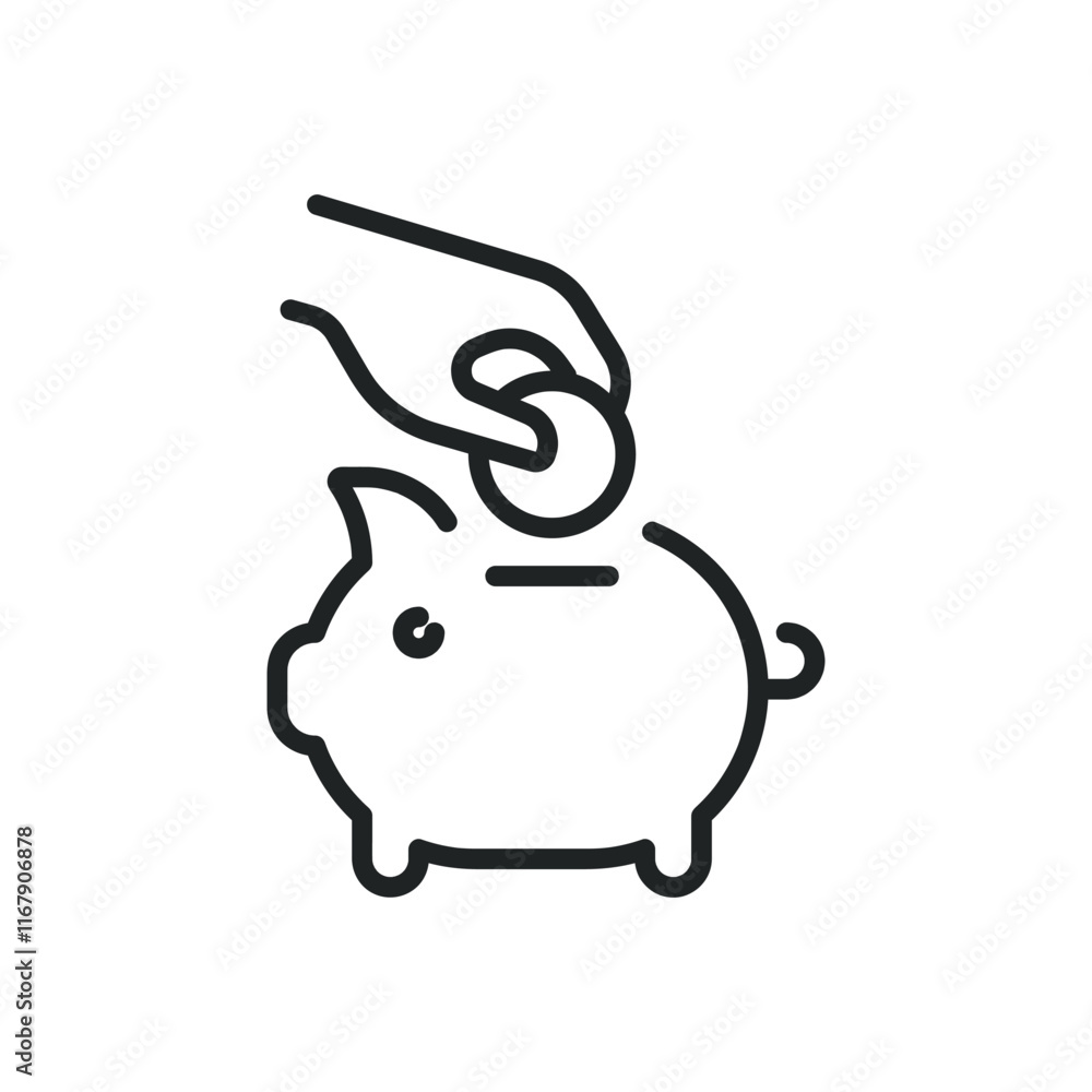 Poster saving thin line icons. editable stroke and perfect pixel on transparent background