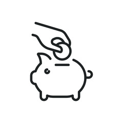 Saving thin line icons. Editable stroke and Perfect pixel on transparent background