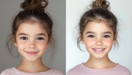 A young girla??s radiant transformation captured after effective skincare routines