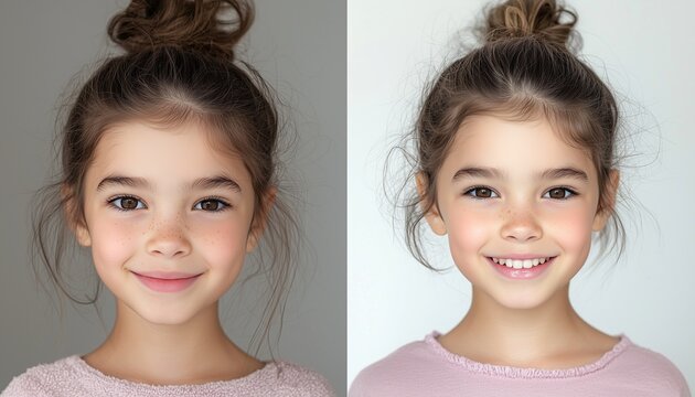 A young girla??s radiant transformation captured after effective skincare routines