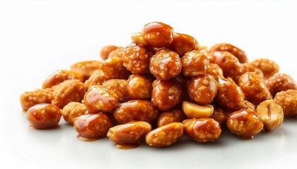 caramelized peanuts on a white background