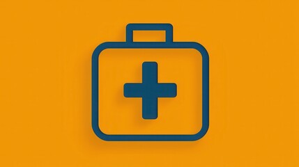 Obraz premium First Aid Kit Icon on Bright Yellow Background for Emergency Use
