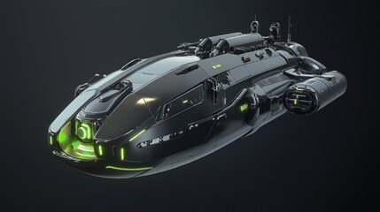Futuristic Autonomous Underwater Research Vessel in Deep-Sea Exploration 3D Render Digital Artwork