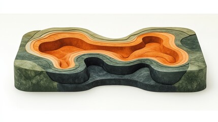 Obraz premium Abstract landscape model with layered earth tones.