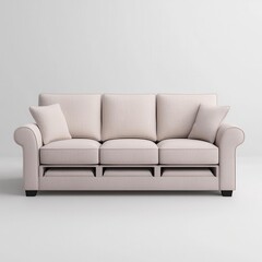 Elegant Minimalist Sofa in Soft Beige Fabric for Modern Interiors