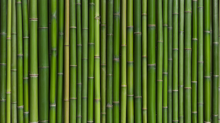 Obraz premium Bamboo Grove: A tranquil and serene image of a dense bamboo forest, showcasing the vibrant green stalks arranged in a natural and organic pattern.