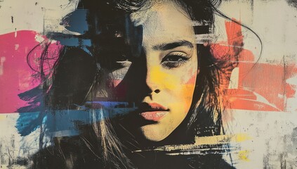 Abstract Portrait of a Woman with Colorful Strokes