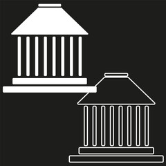 Bank building icon. Classical architectural symbol. Minimalist black and white. Vector graphic element.