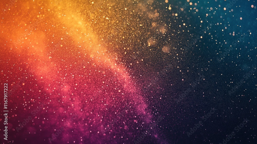 Poster a vibrant abstract background with colorful particles and gradients.