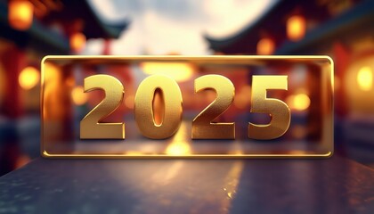 Golden 2025 New Year Celebration in Vibrant Asian City
