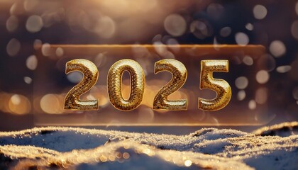 Golden 2025 New Year Celebration with Sparkling Background
