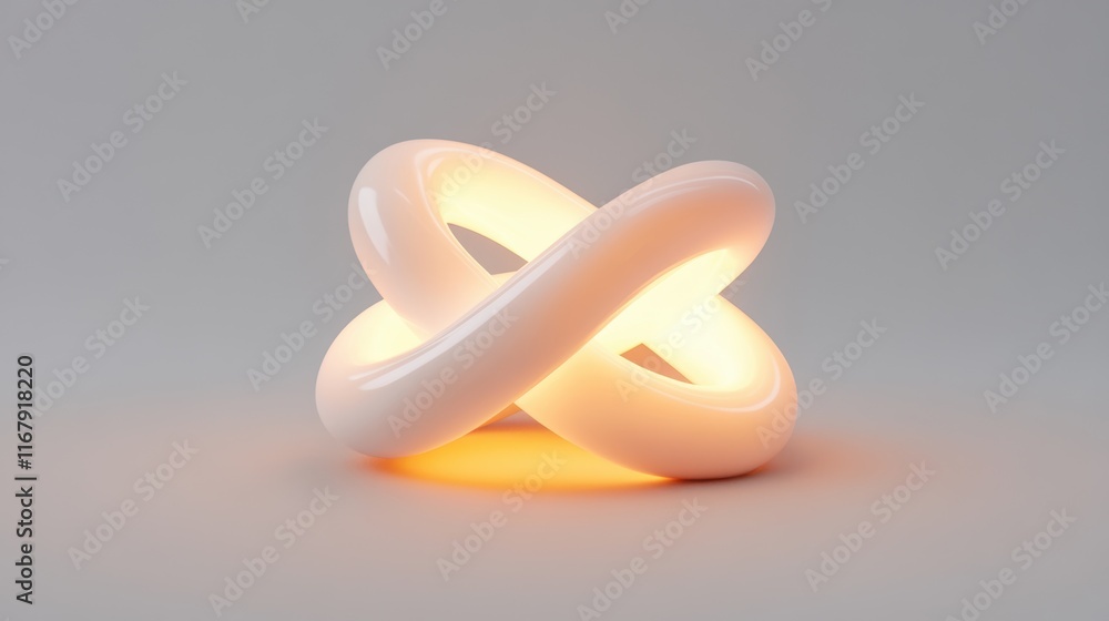 Poster glowing infinity loop with modern minimalist design on a subtle gray background