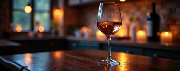 Naklejka premium Crystal wine glass, soft focus lights, dimly lit setting, glass, picture