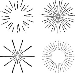 Obraz premium Set of cute starburst doodle element vector. Hand drawn doodle style collection of different starburst, sparkle, firework. Illustration design for print, cartoon, card, decoration, sticker, icon.