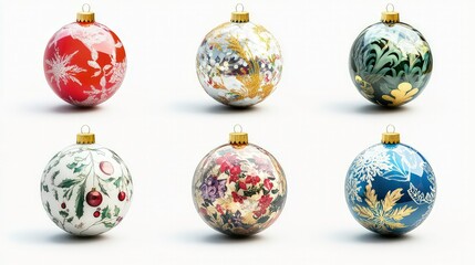 Christmas color balls isolated on white background