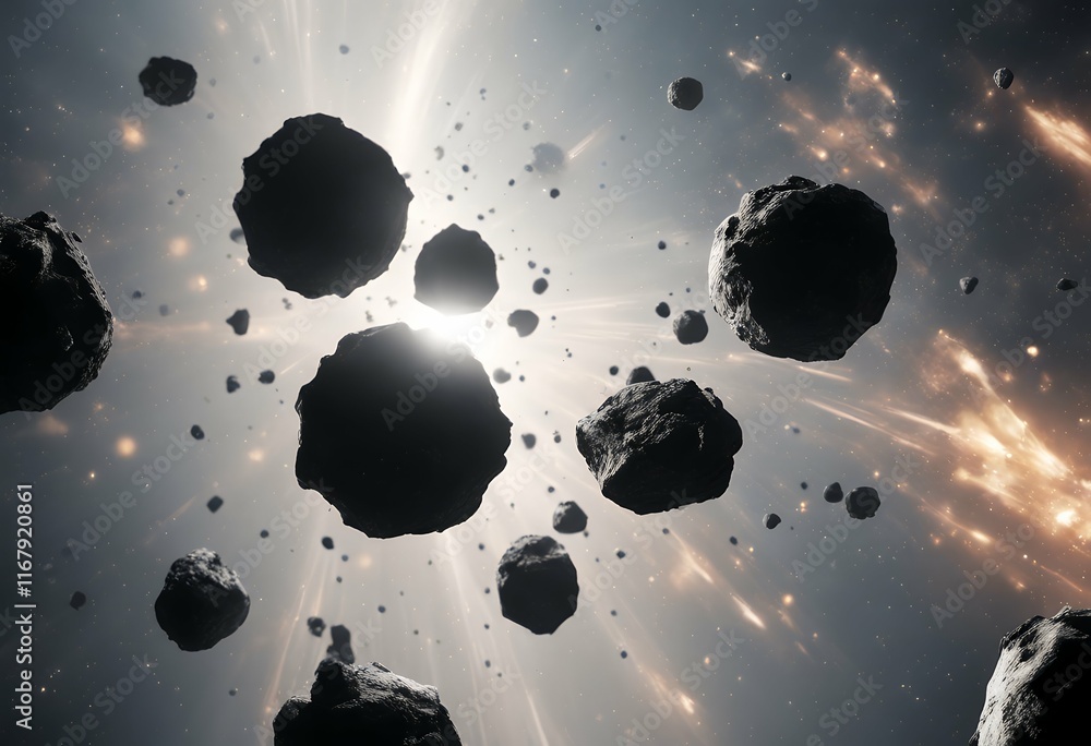 Poster background asteroid generative image transparent isolated ai belt