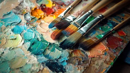 Obraz premium A Palette of Colors and Tools Ready for Art