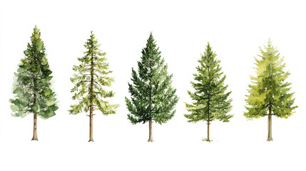 Obraz premium Tall trees in various shades of green, showcasing nature beauty and diversity
