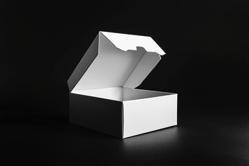 White box flipping open isolated on a black background