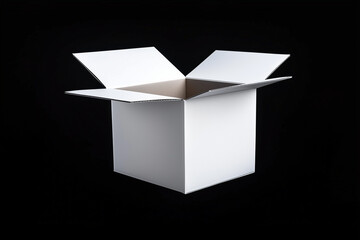 White box flipping open isolated on a black background