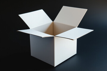 White box flipping open isolated on a black background