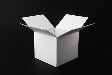 White box flipping open isolated on a black background