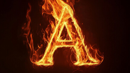 Fototapeta premium Fire letter A isolated black