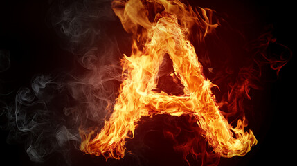 Fire letter A isolated black