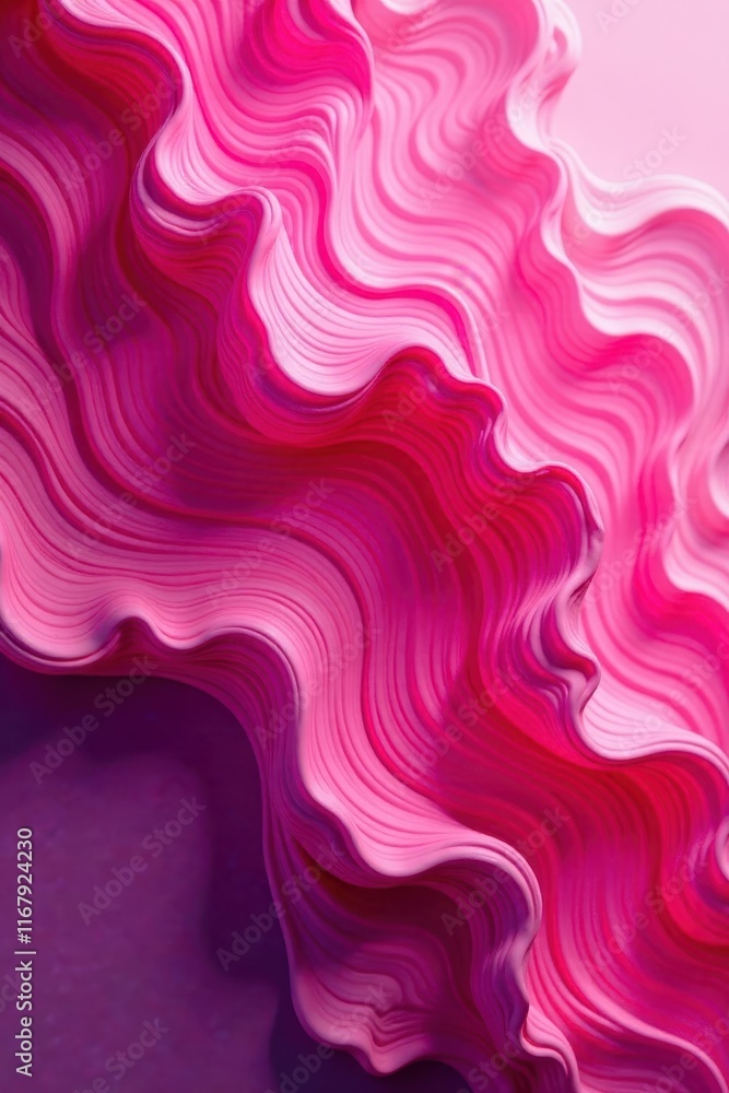 Wall mural Swirling abstract fuchsia and pink paint textures, design, wave