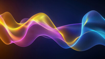 Abstract 3D Flowing Liquid-Like Wave Textures in Yellow, Blue, and Purple Gradient background wallpaper
