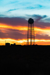 Sunset with a water tower