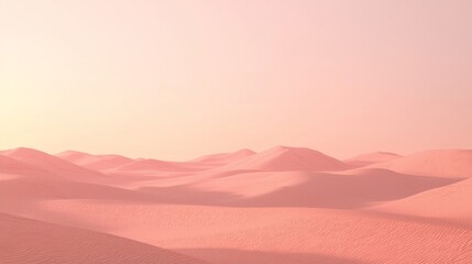 Naklejka premium Futuristic Oasis: Tranquil Desert Dunes with Advanced Structures in Cinematic Gradient Sky
