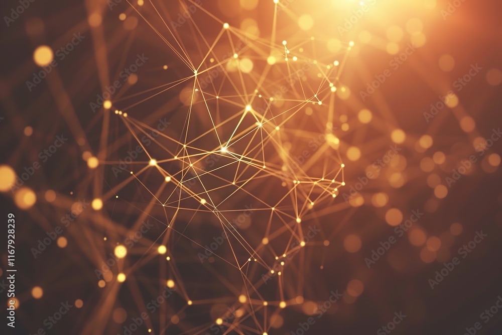 Poster abstract network connection, glowing nodes and lines. digital technology concept.